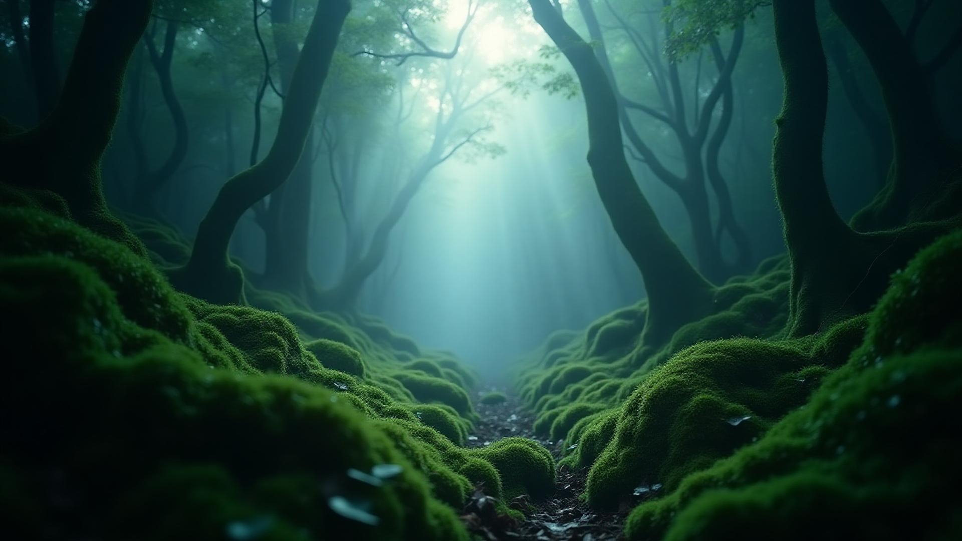 霧に包まれた屋久島の原生林