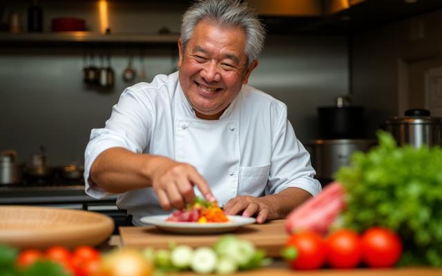 鹿児島料理を説明する鈴木シェフ