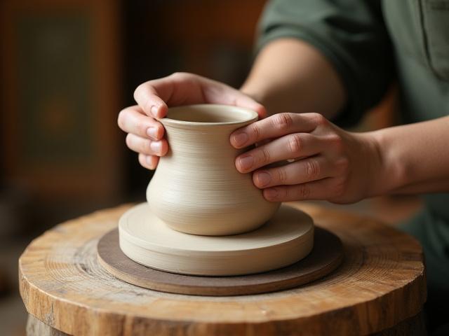 鹿児島の陶芸家が粘土で作品を作る様子