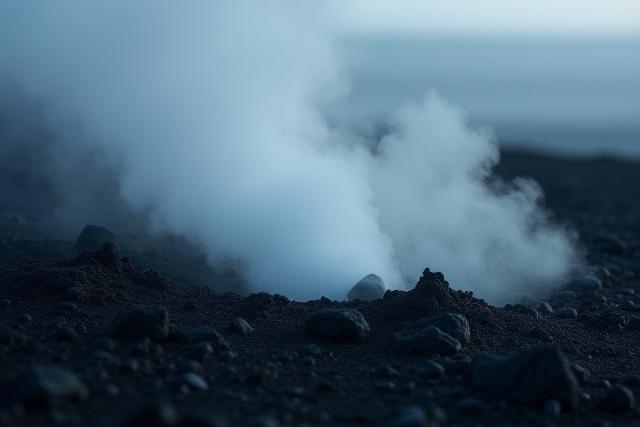 火山噴気孔から立ち上る蒸気
