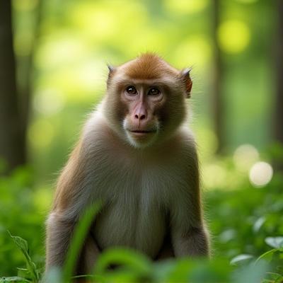 木陰で休むヤクシマザルのポートレート