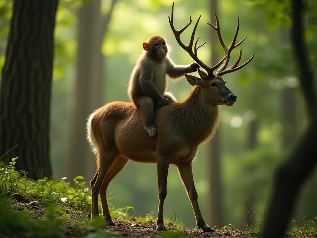 屋久島の森で共生するヤクシマザルとヤクシカ